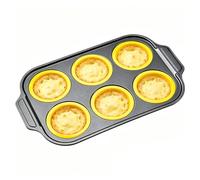 Generisch per cupcake in silicone per cuocere, 6 cavità - Vassoio antiaderente per muffin in silicone, per biscotti, brownies, cibo, burro al cioccolato, dessert, pranzo, cucina, friggitrice ad