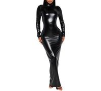 Generisch , per il tempo libero, stretto, scolpisce la propria morale, mostra un abito sottile, metallico, sexy, schiena scoperta, gonna in pelle, Nero , S