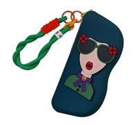 Generisch per occhiali da donna e ragazza, in morbido silicone, con chiusura lampo e passante per il polso, portatile, per occhiali, occhiali da sole, viaggi, campeggio, verde, Siehe