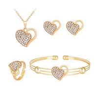 Generisch Per Strass Paillettes Scarpe Ultimo Design Placcato Oro Cuore Zirconia Gioielli Set Per Le Donne E Ragazze Bracciali Perline Per I Bambini, Taglia unica, Lega di acciaio, Nessuna pietra