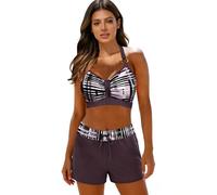 Generisch Perfetto set moderno in due pezzi, costume da bagno con comodi pantaloni per le giornate estive in spiaggia, in piscina, per le vacanze, per il tempo libero, design elegante, Viola scuro, S