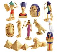 Generisch Personaggi egiziani - Set di giocattoli antichi Egitto, oggetti da collezione creativi, statuette decorative cognitive per ragazze, uomini, donne, progetti scolastici, fan, giochi per la