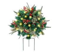 Generisch Pianta natalizia illuminata con luci a LED dorata e rossa a tre gambe, per esterni, decorazione per albero di Natale per eventi e feste (verde, 40 cm)