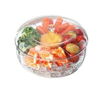 Generisch Piastra girevole, per il trasporto, set da portata rotondo per snack e dip, con coperchio, per snackboxdip tapas, piatti lavabili in lavastoviglie, 25,5 x 15 cm