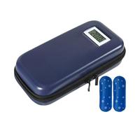 Generisch Piccola borsa termica per viaggi, borsa frigo per medicinali con di raffreddamento, contenitore regolabile con display di temperatura, per viaggi, scuola, attività all'aperto, Blu