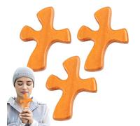 Generisch Piccole croci in legno, crocifisso tascabile per pregare | croci confortanti in set da 3 pezzi, piccola crocifisso a mano, croci a punta delle dita per pregare tutti i giorni
