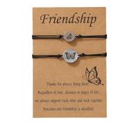 Generisch Piccolo Nero Bracciale Placcato 8 Anelli Con Carta Adjustable Animale Braccialetto Per Donne Amico Abbinamento Gioielli Compleanno Con Collegato Piccola Larghezza Anelli, Taglia unica