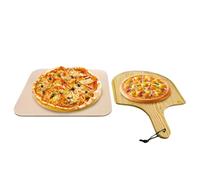 Generisch Pietra da forno per pizza, pietra quadrata per pane e pizza, 38 x 30 x 1,1 cm, con in legno, pietra cordierite resistente al calore per forno e barbecue, ideale per cuocere pizze