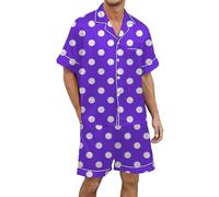 Generisch Pigiama a maniche corte, lussuoso raso di seta con sfumatura di colore, esclusivo design multicolore per uomini esigenti, come comodo abito lounge, Lilla, M