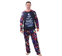 Generisch Pigiama a maniche lunghe, in due pezzi, con stampa, Nero , 3XL
