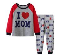 Generisch Pigiama bambina bambina bambina con stampa a lettere casual a maniche lunghe per bambini, Colore: rosso, 4-5 Jahre