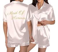 Generisch Pigiama corto da donna con bottone tascabile, design stampato per rilassamento, comfort nella vita di tutti i giorni, articoli scolastici, Rosa chiaro., XXL