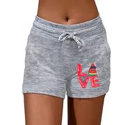 Generisch Pigiama corto da donna con stampa - Pantaloni corti da notte da donna invernali, morbido pigiama alla moda, caldo, per il tempo libero, con tasche e coulisse, Z1 grigio, 3XL