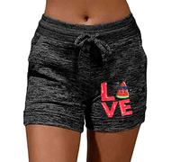 Generisch Pigiama corto da donna con stampa - Pantaloni corti da notte da donna invernali, morbido pigiama alla moda, caldo, per il tempo libero, con tasche e coulisse, Z1 nero., M