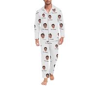 Generisch Pigiama corto da uomo, pantaloni divertenti per uomini e donne, coppie abbinate, unisex, con nome personalizzato, accappatoio da uomo, mimetico, bianco, M