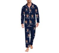 Generisch Pigiama corto da uomo, pantaloni divertenti per uomini e donne, coppie abbinate, unisex, con nome personalizzato, accappatoio da uomo, mimetico, Blu marino, 4XL