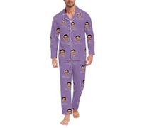 Generisch Pigiama corto da uomo, pantaloni divertenti per uomini e donne, coppie abbinate, unisex, con nome personalizzato, accappatoio da uomo, mimetico, Lilla, 4XL