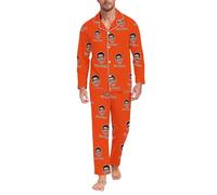 Generisch Pigiama corto da uomo, pantaloni divertenti per uomini e donne, coppie abbinate, unisex, con nome personalizzato, accappatoio da uomo, mimetico, Colore: arancione., XL