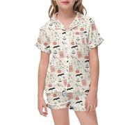 Generisch Pigiama corto Glow in The Dark Dinosaur Gatto Principessa Unicorno Shorty Pigiama Set Cotone Stitch Abbigliamento Estivo 2 Pezzi Pigiameria, Pajamas C10-bianco, 2-3 Jahre