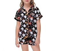 Generisch Pigiama corto Glow in The Dark Dinosaur Gatto Principessa Unicorno Shorty Pigiama Set Cotone Stitch Abbigliamento Estivo 2 Pezzi Pigiameria, Pajamas C2 nero, 10-11 Jahre