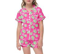 Generisch Pigiama corto Glow in The Dark Dinosaur Gatto Principessa Unicorno Shorty Pigiama Set Cotone Stitch Abbigliamento Estivo 2 Pezzi Pigiameria, Pajamas C7-hot Rosa, 2-3 Jahre