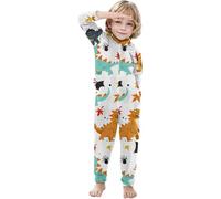 Generisch Pigiama da bambina 128 Set 2024 Halloween Cartoon Pipistrello Stampa - Pezzo famiglia (per bambini) Pigiama lungo da uomo caldo, bianco, 3-4 Jahre
