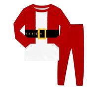 Generisch Pigiama da bambina 2025 con stampa, a maniche lunghe, comodo, in pile, in due pezzi, per le vacanze, biancheria da notte adatta per la famiglia (2), Colore: rosso, 3-4 Jahre