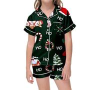 Generisch Pigiama da bambina con stampa per notti festive, morbido, in due pezzi, accogliente, per famiglie, per le vacanze, per le feste, Colore: rosso, 2-3 Jahre