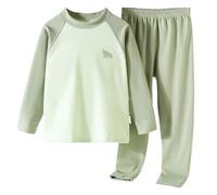 Generisch Pigiama da bambina e ragazza, con blocco della spalla, maniche, maniche lunghe, pigiama, biancheria intima termica set neonato pagliaccetto ragazzo, verde, 6-7 Jahre