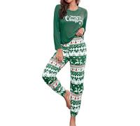 Generisch Pigiama da donna casual, set di 2 pezzi, per la casa, comodo pigiama, verde, S