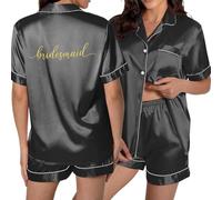 Generisch Pigiama da donna con bottone tascabile, design stampato, per relax e comfort nella vita di tutti i giorni, Nero , L