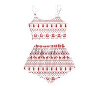 Generisch Pigiama da donna con design natalizio come top senza maniche per una serata rilassante, Blu, M