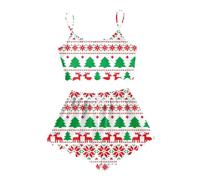 Generisch Pigiama da donna con design natalizio come top senza maniche per una serata rilassante, Lilla, XXL