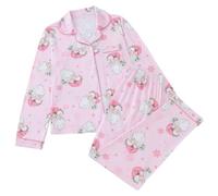 Generisch Pigiama da donna con motivo invernale, a maniche lunghe, con renna e norvegese, comodo set di biancheria da notte per la stagione fredda, Stil_x01 rosso, S