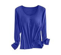 Generisch Pigiama da donna in pile, con scollo rotondo, biancheria da notte, termica, vestibilità aderente, morbido, invernale, a maniche lunghe, per la casa, con integrato, Blu, M