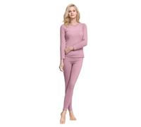 Generisch Pigiama da donna, lungo, a maniche lunghe, per la casa, per l'inverno, da notte, in due pezzi, per l'autunno, l'inverno, caldo, girocollo, a maniche lunghe, con pantaloni caldi, M-6Xl