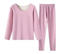 Generisch Pigiama da Donna Lungo T-shirt + Set di Due Pezzi in Pile Tinta Unita Caldo e Confortevole Pigiama in Pile Elasticizzato Morbido Abbigliamento da Casa Elegante e Casual, Rosa3, L