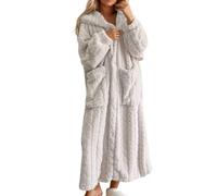 Generisch Pigiama da donna per dormire e loungewear accogliente, pigiama lungo di flanella in pile corallo con dolce homewear in stile coreano per il relax in autunno e in inverno, bianco, M