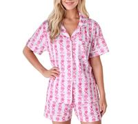 Generisch Pigiama da donna per dormire e loungewear, dolce pigiama da donna con bottoni, set per il tempo libero, pigiama da casa, Colore: rosa., XL
