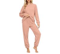 Generisch Pigiama da donna, set da 2 pigiama con top e pantaloni lunghi in pile, morbido e caldo flanella da notte Pjs per le donne in flanella per il pigiama invernale, Colore: rosa., M