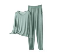 Generisch Pigiama da donna, termico, girocollo, due pezzi, a maniche lunghe, termico, pantaloni da sonno, per l'inverno, morbido, per il tempo libero, b, XL