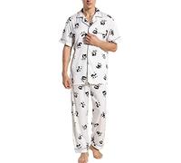 Generisch Pigiama da uomo a maniche corte, comodo e leggero, per notti rilassanti, bianco, 3XL