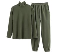 Generisch Pigiama da uomo, caldo, funzionale, invernale, termico, pigiameria in due pezzi, morbido, biancheria intima interna in pile, biancheria intima termica, collo alto, a maniche lunghe e