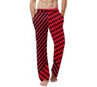 Generisch Pigiama da uomo, comodo, da uomo, in cotone, traspirante, per la casa, Colore: rosso, M