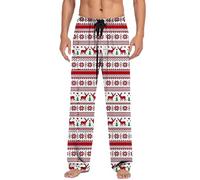 Generisch Pigiama da uomo per albero di Natale con coulisse, pratiche tasche per un comodo relax a casa o nella vita di tutti i giorni come abbigliamento casual, bianco, XXXL