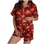 Generisch Pigiama di Natale per la famiglia, pigiama di Natale, pigiama per bambini, con scollo rotondo, a plaid, a maniche lunghe, pigiama di Natale, Pajamas B2-vino, S