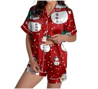 Generisch Pigiama di Natale per la famiglia, pigiama di Natale, pigiama per bambini, con scollo rotondo, a plaid, a maniche lunghe, pigiama di Natale, Pajamas B1 - Bianco, XL