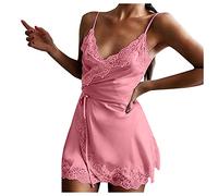 Generisch Pigiama Home Lose Biancheria intima da donna, camicia da notte allentata, lingerie sexy 2025, biancheria intima da donna, set biancheria intima sexy, Colore: rosa., S