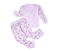 Generisch Pigiama in due pezzi con motivo balletto, in morbido cotone, per un comodo loungewear, elastico in vita, facile da pulire, per l'uso quotidiano, Viola chiaro, 3-4 Anni