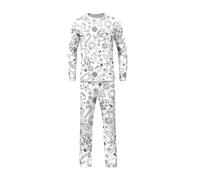 Generisch Pigiama in famiglia con stampa doodle, accogliente lounge per la casa per genitori e bambini, abbigliamento festivo per le vacanze, bianco, L